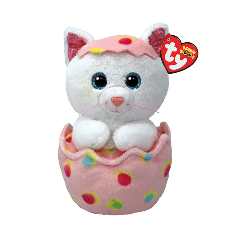 TY Beanie Boos Giggles Cat White Pink Nugget 01