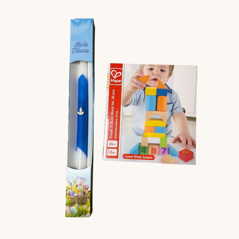 Παιχνιδολαμπάδα Hape Ξύλινο Σετ Τουβλάκια Beech Block Count N' Build 20Τμχ (E8388A)