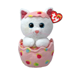 TY Beanie Boos Giggles Χνουδωτή Γατούλα Σε Αυγό Λευκό & Ροζ 15εκ